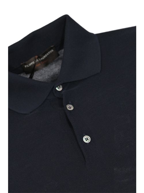 Polo in cotone tre bottoni Blu Navy FILIPPO DE LAURENTIIS | PL1MC CR14R890